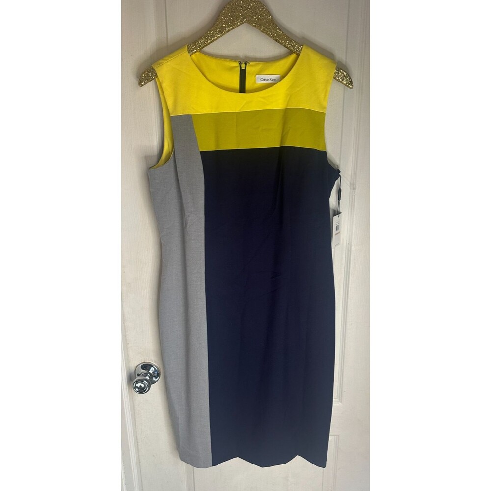 Calvin Klein Dress‎ Color Block Sleeveless Pencil Dress Women's Size 12